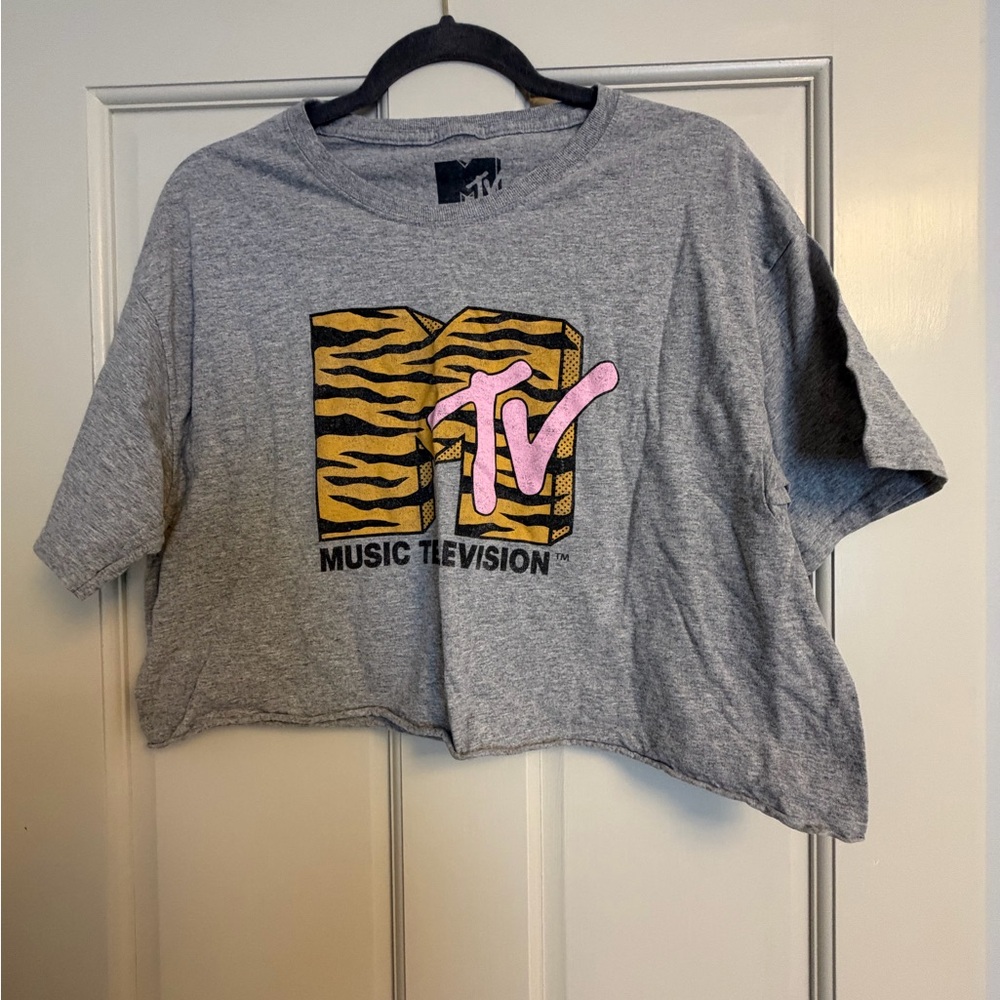 MTV Logo Printed Gray Tee - Black Ink Branding